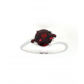  Bague Argent 925 Grenat sertie d une pierre 7mm deux pierres 1.5mm 