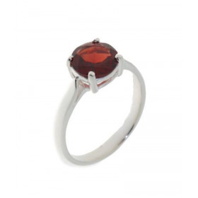 Bague Argent 925 sertie d un grenat rond 8mm diamètre