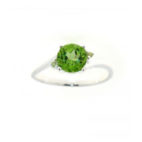 Bague Argent 925 Péridot sertie d une pierre 7mm deux pierres 1.5mm 