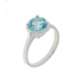 Solitaire Argent Topaze Bleue 8mm