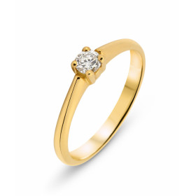 Bague Solitaire en Or jaune sertie d&#39;un Diamant rond de 0,17 carat. Poids Diamant : 0,17 carat. Qualité Diamant : H Si