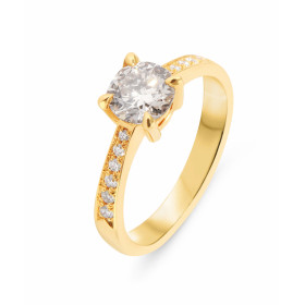  Solitaire Diamant 1 Carat Or Jaune 750 Solitaire Or Jaune 750 serti d un Diamant central 1.03 carat (Couleur M - Pureté S...