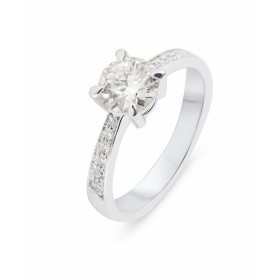 Solitaire Diamant 1 Carat Or Blanc 750. Solitaire en Or Blanc 750 serti d&#39;un Diamant central de 1 carat (Couleur L - P...