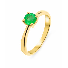  Solitaire Emeraude Or Jaune 750 Pierre ronde 5.3mm diamètre (0,4 carat) Serti à griffes 