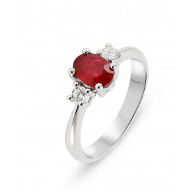  Solitaire épaulé Or Blanc 750 Rubis AAA Diamants Bague Or Blanc 750 (Or 18 carats) Monture type solitaire épaulé Pierre c...