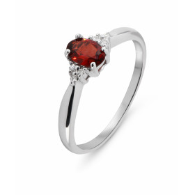 Solitaire Grenat Diamant Or Blanc 375 Cette jolie monture est ornée d une pierre ovale 6x4mm 3 petits diamants sont sertis...