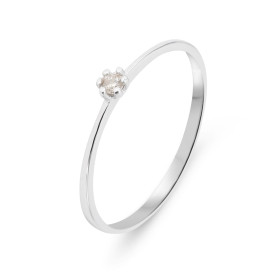 Solitaire Or Blanc 750 Diamant 0.045 carat Pierre ronde 2.5mm diamètre Poids Diamant : 0,045 carat - Couleur : H - Pureté ...