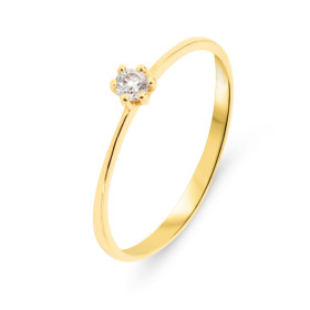 Solitaire Or Jaune 750 Diamant 0.10 carat Pierre ronde 2.9mm diamètre Poids Diamant : 0,10 carat - Couleur : H - Pureté : ...