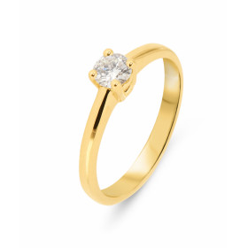  Solitaire Or Jaune 750 Diamant 0.40 carat Pierre ronde 4.8mm diamètre (0,40 carat) Diamant Couleur M Pureté Vs1 Serti à g...