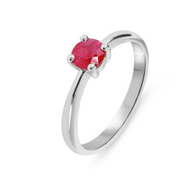  Solitaire Rubis Or Blanc 750 Pierre ronde 4.9mm diamètre (0,45 carat) Serti à griffes 
