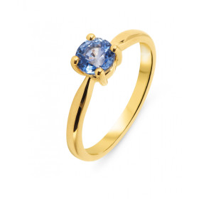  Solitaire Saphir Ceylan Or Jaune 750 Pierre ronde 5.5mm diamètre (0,8 carat) Serti à griffes 