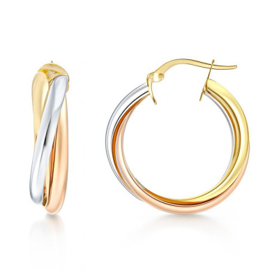 Boucles d'oreilles Créoles Entrelacées 6.7mm x 26mm 3 Ors 375