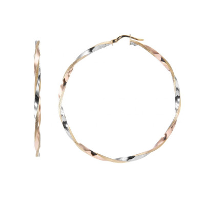 Créoles Torsadées 2.5mm x 45mm 3 Ors 375