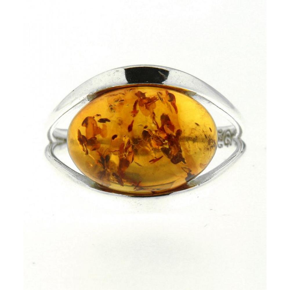 Bague Ambre Ovale 14x10mm sur Argent 925 Ref. 42433
