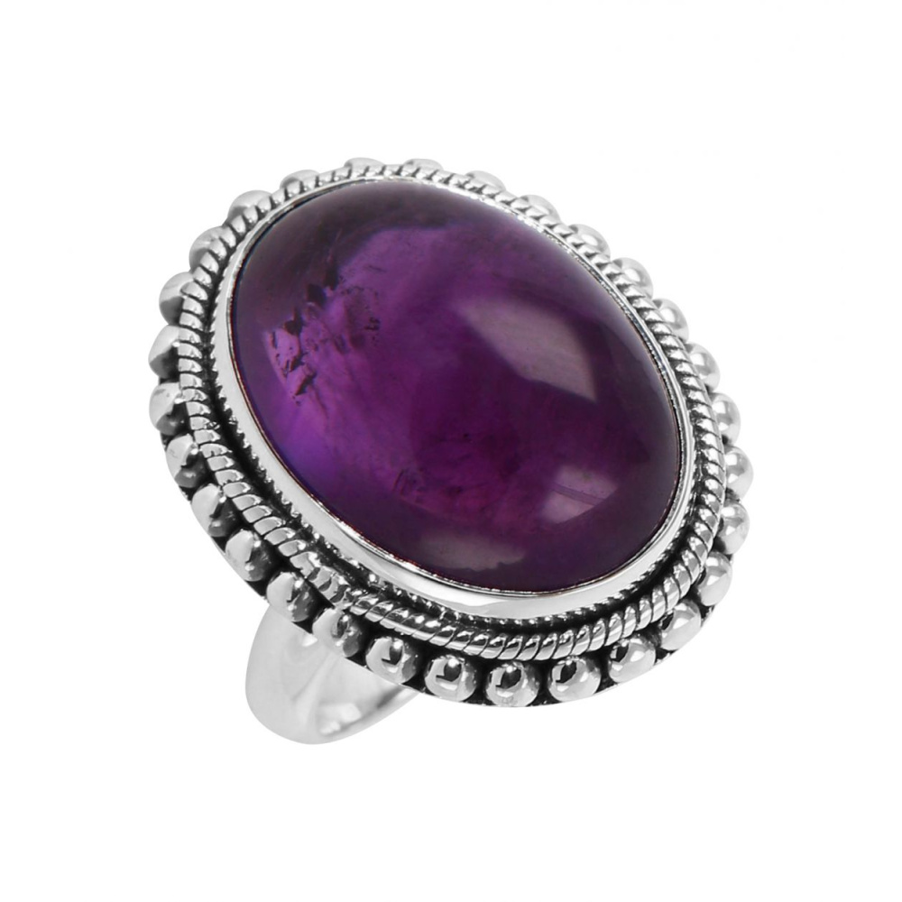 Boucles D'oreilles Puces En Argent 925 - Cabochon Améthyste Ovale Violet - Rhodié - Neuf Avec écrin