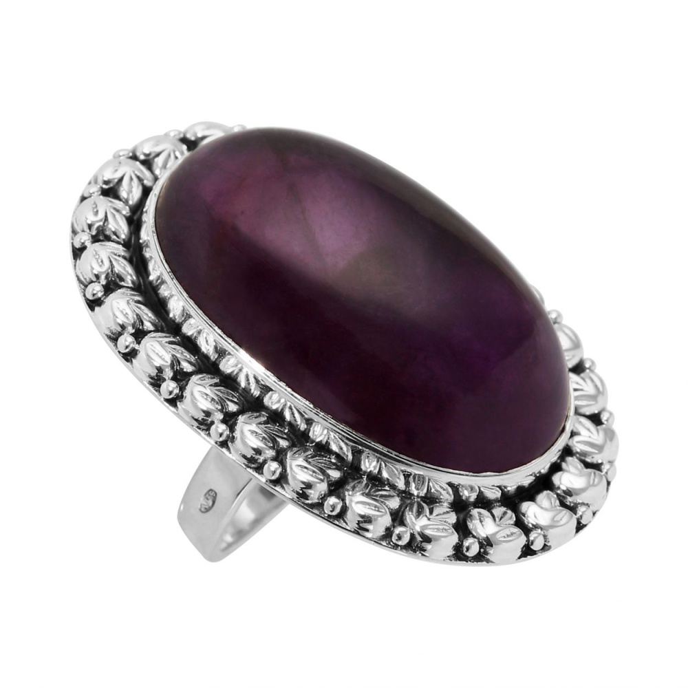 Bague En Argent Massif 925 Sertie D'améthyste Verte, émeraude Et Citrine - Neuf Sans Emballage