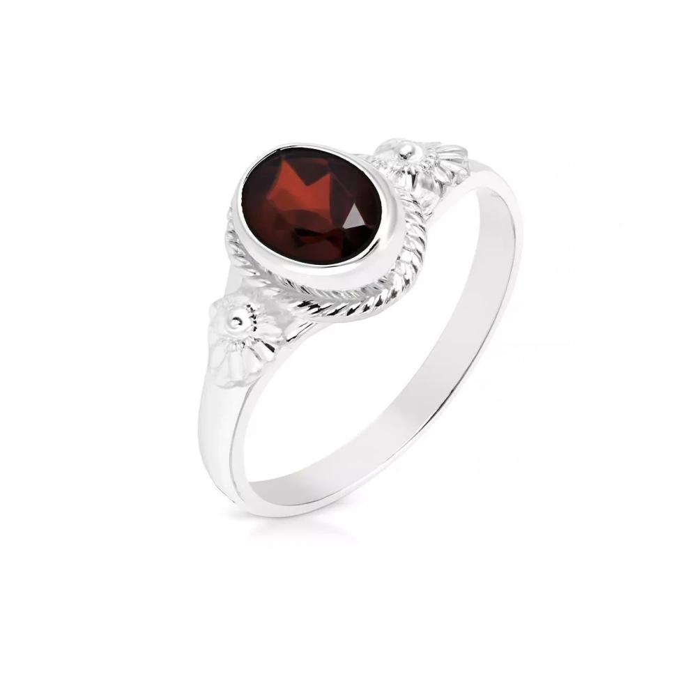 Bague Argent 925 Grenat Ovale 8x6mm Ref. 46456