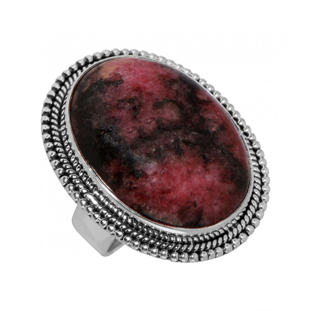Bague Ancienne En Argent Massif Avec Cabochon D'ambre Foncé - Taille 58 - Occasion