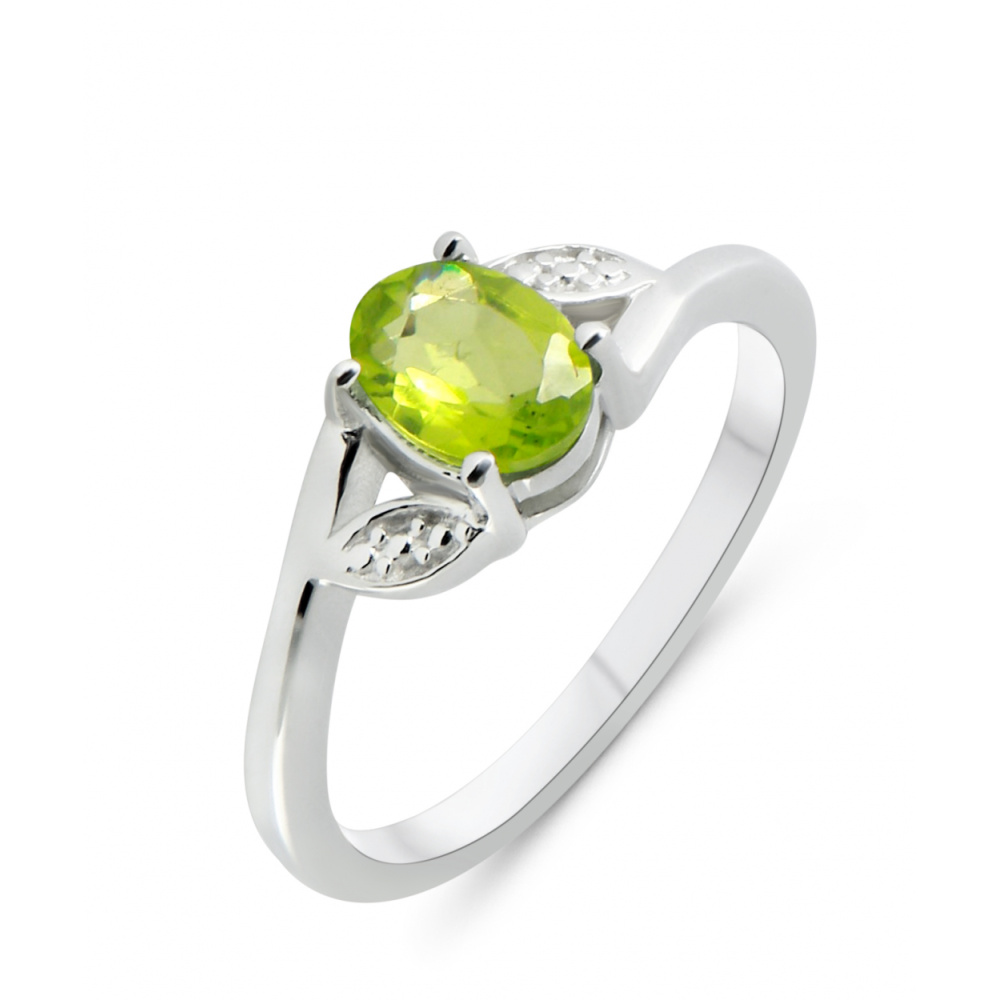Bague En Péridot Naturel 14x13mm - Argent Fin Taille 55 - Neuf Avec Étiquettes
