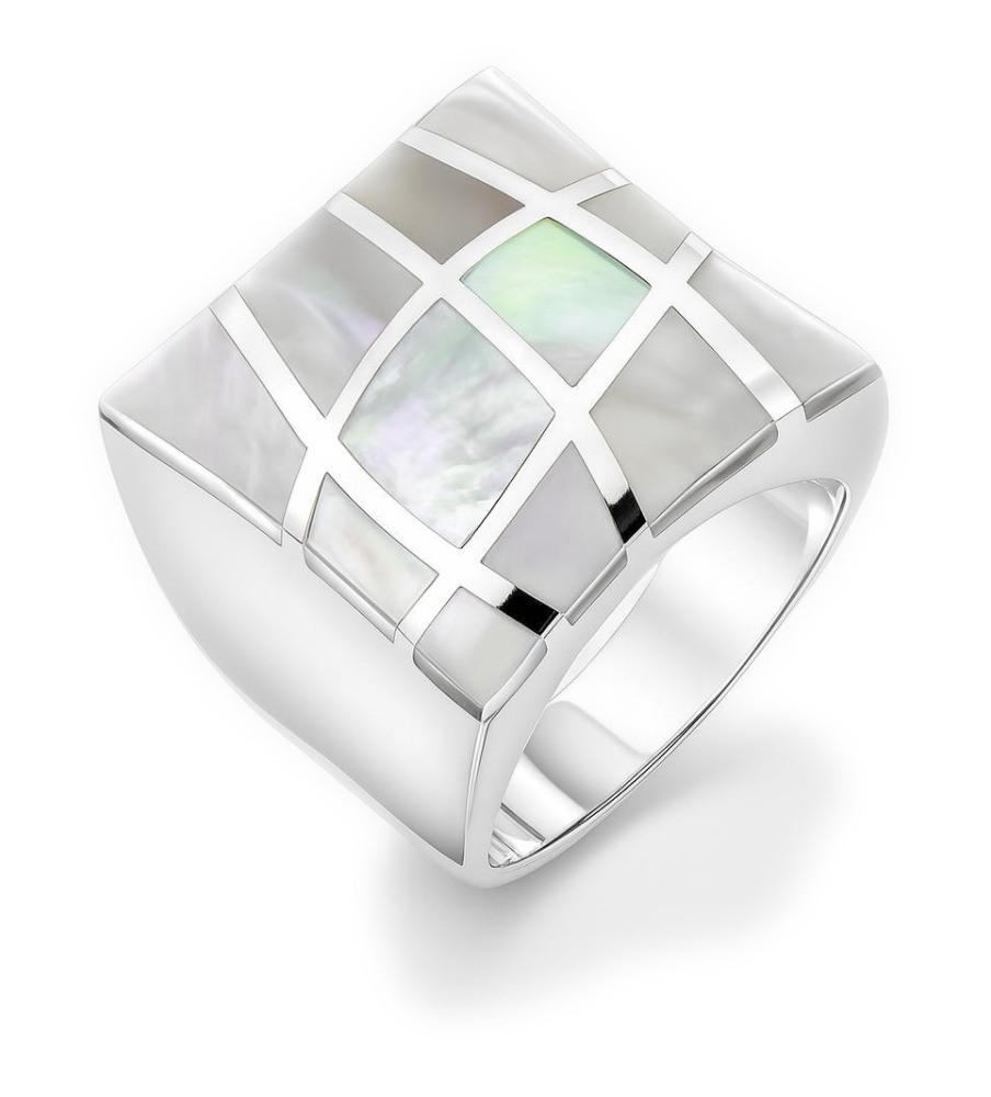 Bague En Argent 925 Et Nacre - Taille 53.5, Occasion, Couleur Argenté, Style Naturel