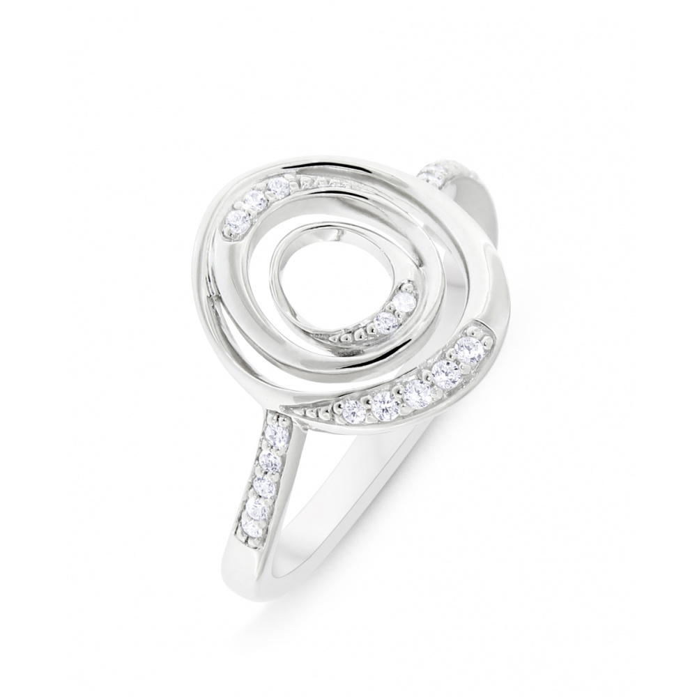 Bague Alliance Argent Massif 925 – Zirconium Croisé – Style Créateur – Occasion