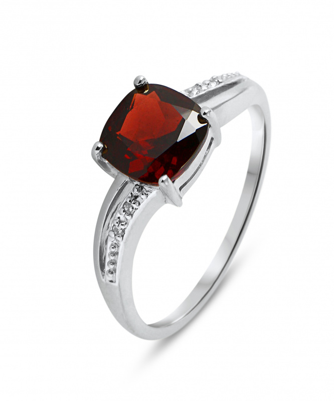 Bague En Plaqué Or Blanc Avec Grenat, Opale De Feu Et Zircons - Neuf Sans Emballage