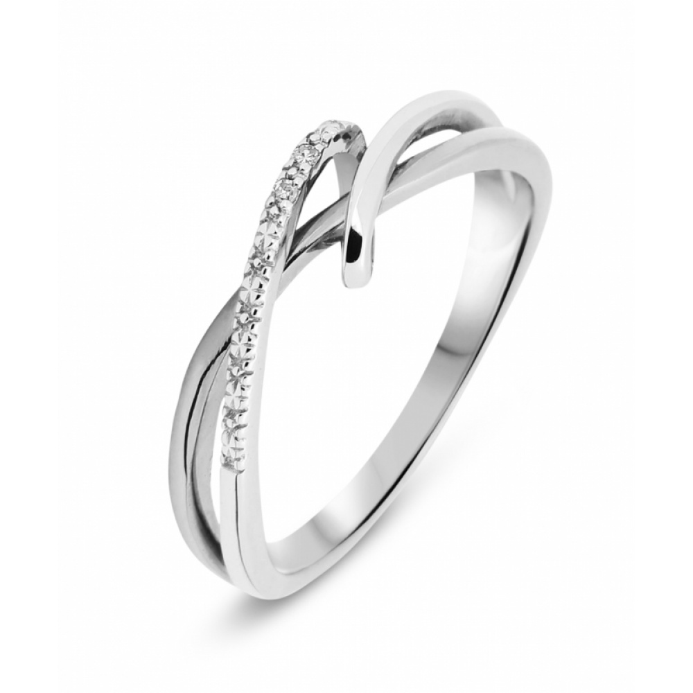 Bague Or Blanc 750  Diamant  0.01 carat - Bijoux Femme