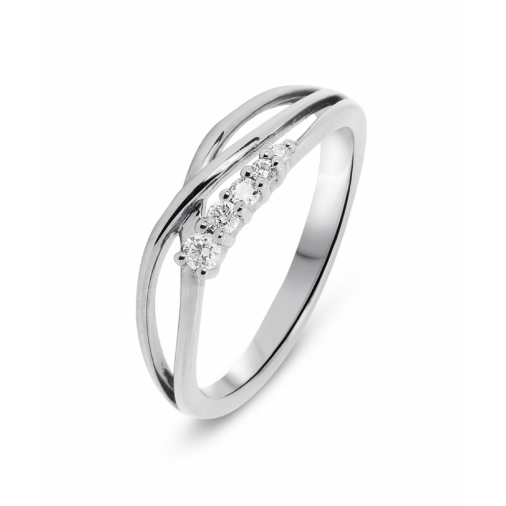 Bague Or Blanc 750  Diamant  0.10 carat - Bijoux Femme