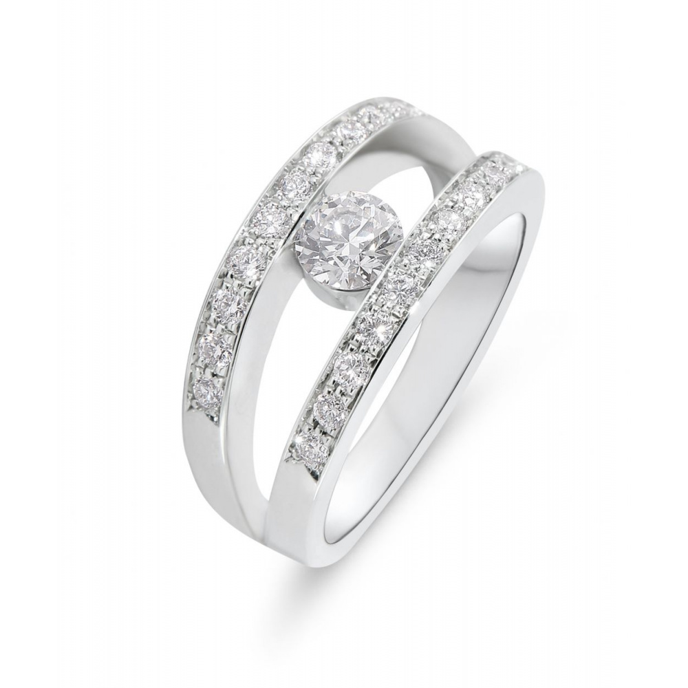  Bague  Or Blanc  750 Diamant Ref 41437