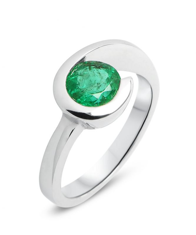 Bague de fiançailles design feuille d'émeraude taillée en ovale 1,5 CT