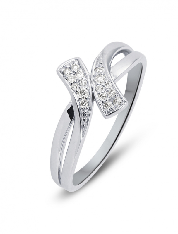 Bague Femme En Or Blanc 10k Avec Diamant Rond 0.25 Ct - Taille 7 - Jewelry Unlimited