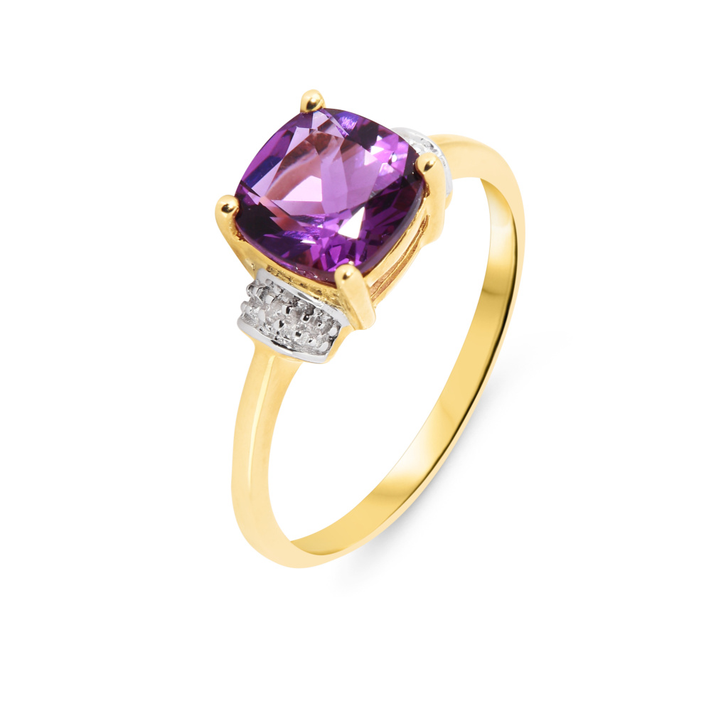Bague En Argent Sterling Plaqué Platine Avec Améthyste Coussin De 4,75 Ct Et Accents De Tanzanite – Taille 8