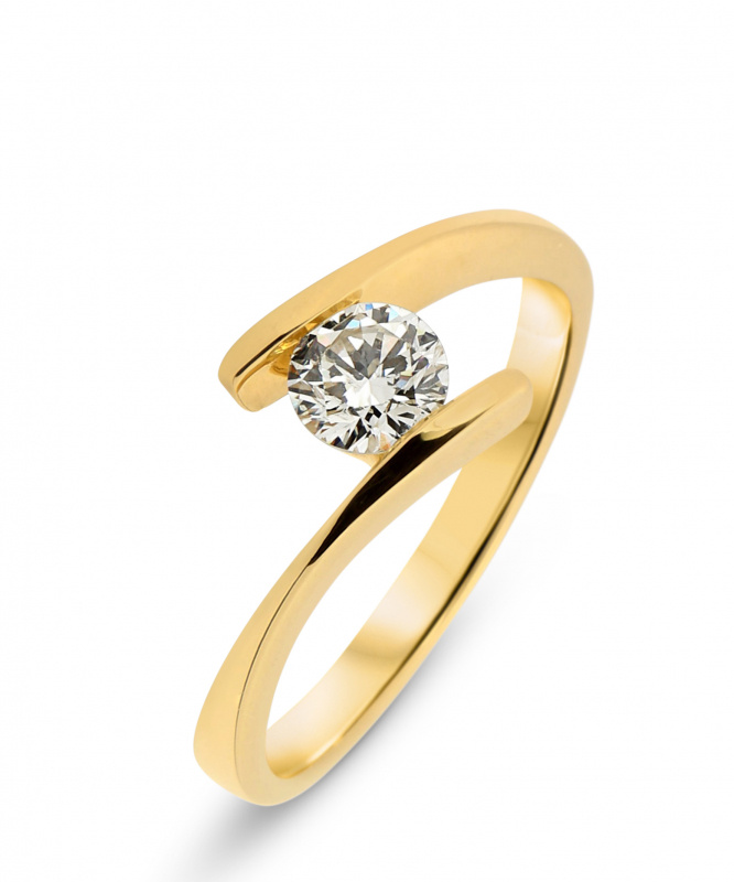 Bague Or Jaune 750 Diamant 0.40 carat - Bijoux Femme