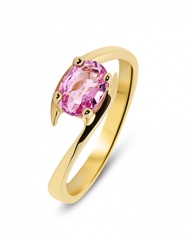 Bague Solitaire Or Jaune 14k Avec Saphir Bleu Ovale - Taille 7,5 - Vintage Et Élégante