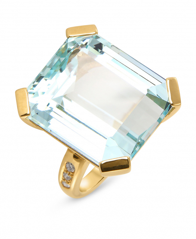 Bague En Aigue-marine Biseautée - Argent Massif 925, Taille 57, Pierre 17x13x6 Mm, Création Française