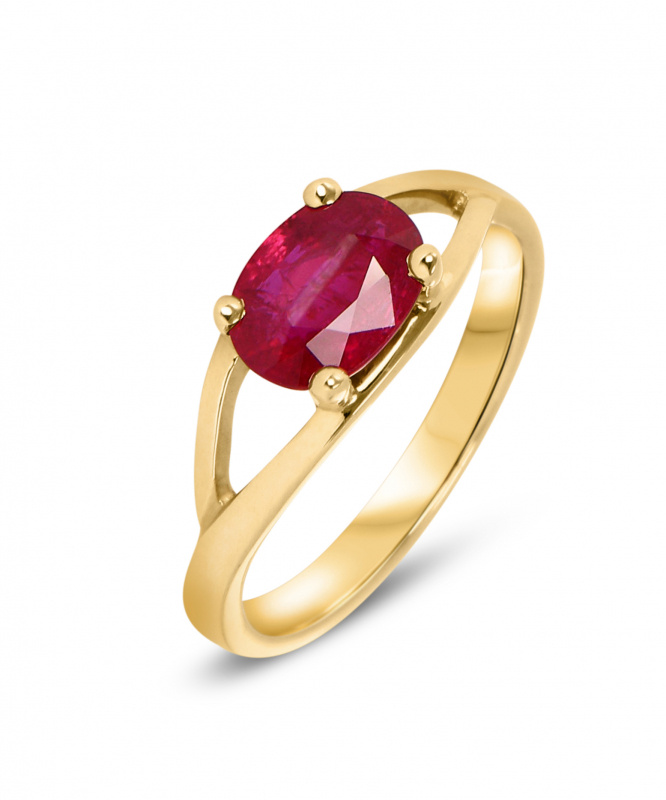 BAGUE POMPADOUR SERTI DE 8 DIAMANTS RUBIS OR MASSIF 18 CARATS 750