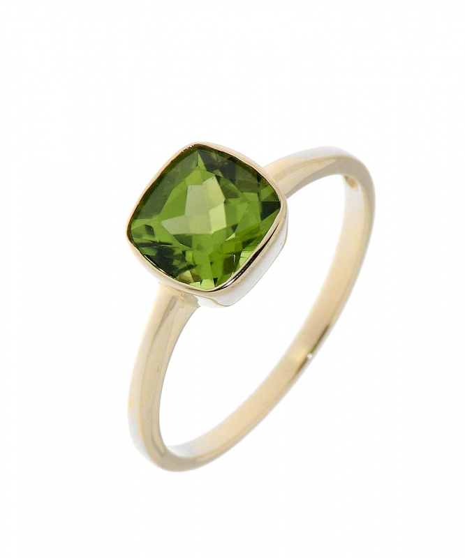 Bague En Argent Massif Avec Péridot Naturel 19 Carats - Taille 54, Création Française