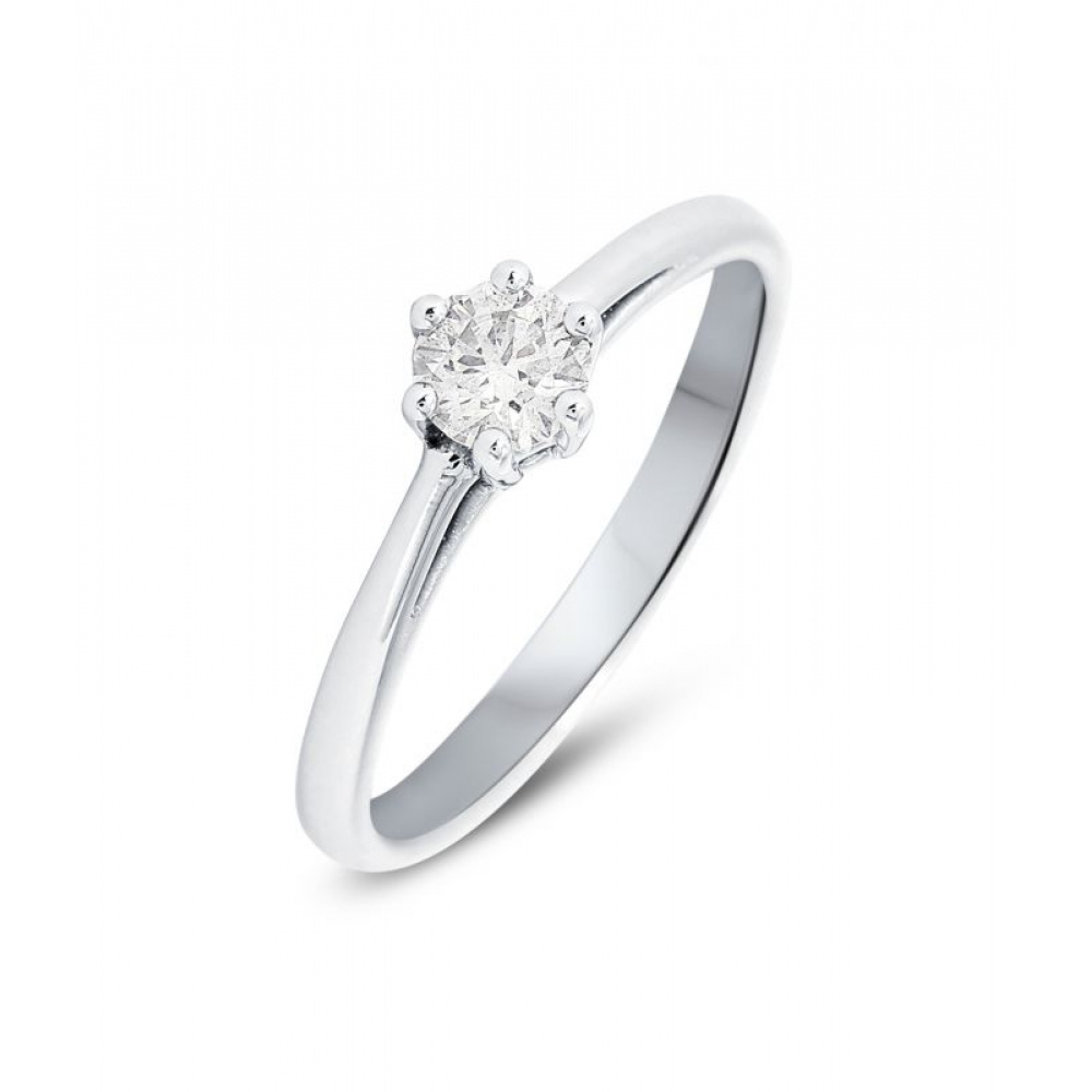  Bague Solitaire  Or Blanc 750 Diamant Ref 44775