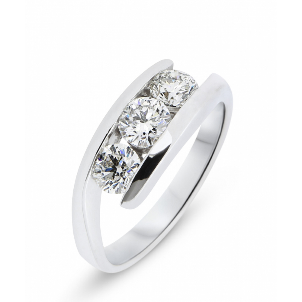 Bague Trilogie Diamant Or Blanc