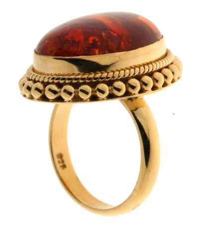 Bague Vermeil Ambre