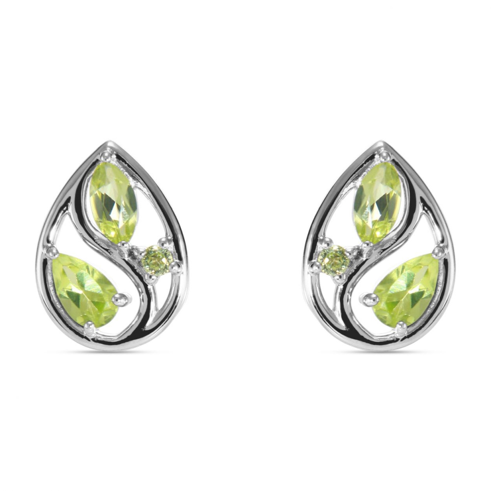 Boucles D'oreilles En Argent Sterling Avec Péridot Naturel - Fait Main - Dormeuses - ROSEMIMOSA