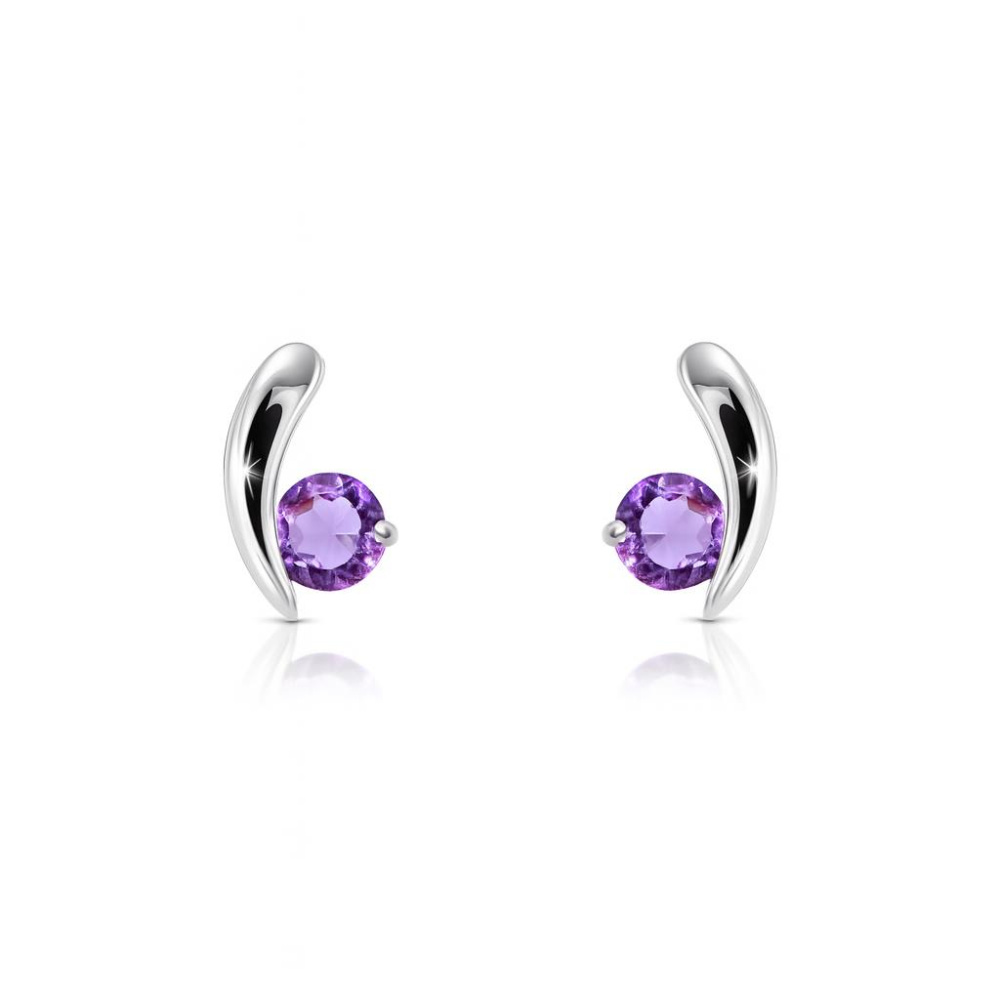 Boucles D'oreilles Argent 925 Avec Améthyste Et Perle - Pendantes, Fermoir Hameçon, Occasion Bel état