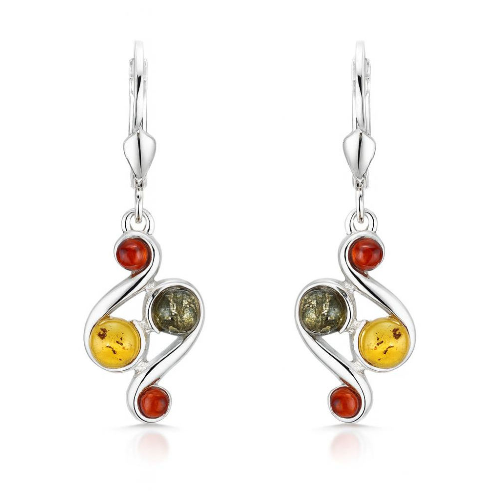 Boucles D'oreilles Argent Et Ambre – Occasion, Style Naturel