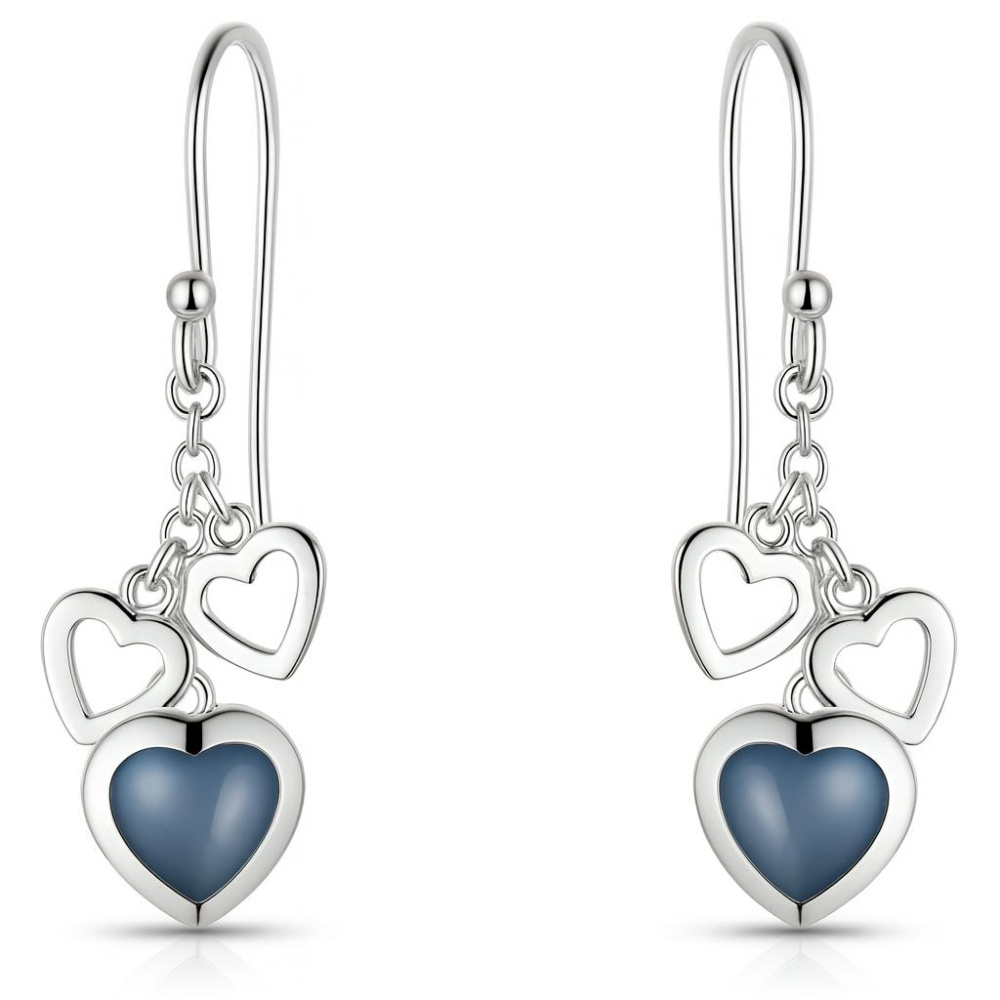 Set De Bijoux Paris - Collier & Boucles D'oreilles - Perles Carrées Bleues Et Nacre - Marque Lideva - Neuf