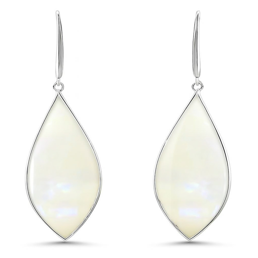 Boucles D'oreilles En Argent 925 Et Nacre - Modèle Puces, Fermoir Tige Poussette, Couleur Argenté - Neuf Avec étiquettes