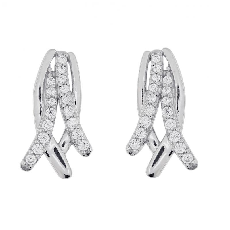 Boucles D'oreilles Pendantes Lune En Argent 925 Rhodié Avec Oxyde De Zirconium | Bijou Femme Neuf Avec étiquettes