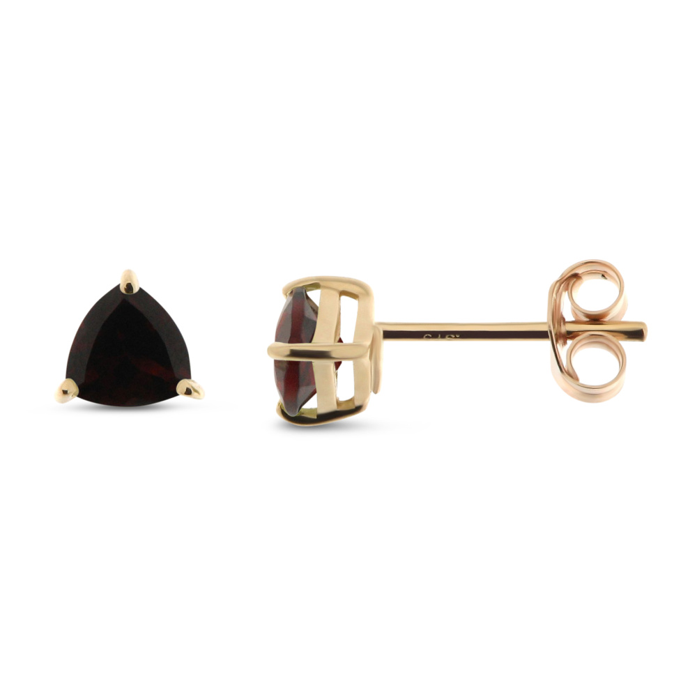 Boucles D'oreilles En Grenat Et Or 8 Carats - Clous Dorés - Neuf Avec étiquette