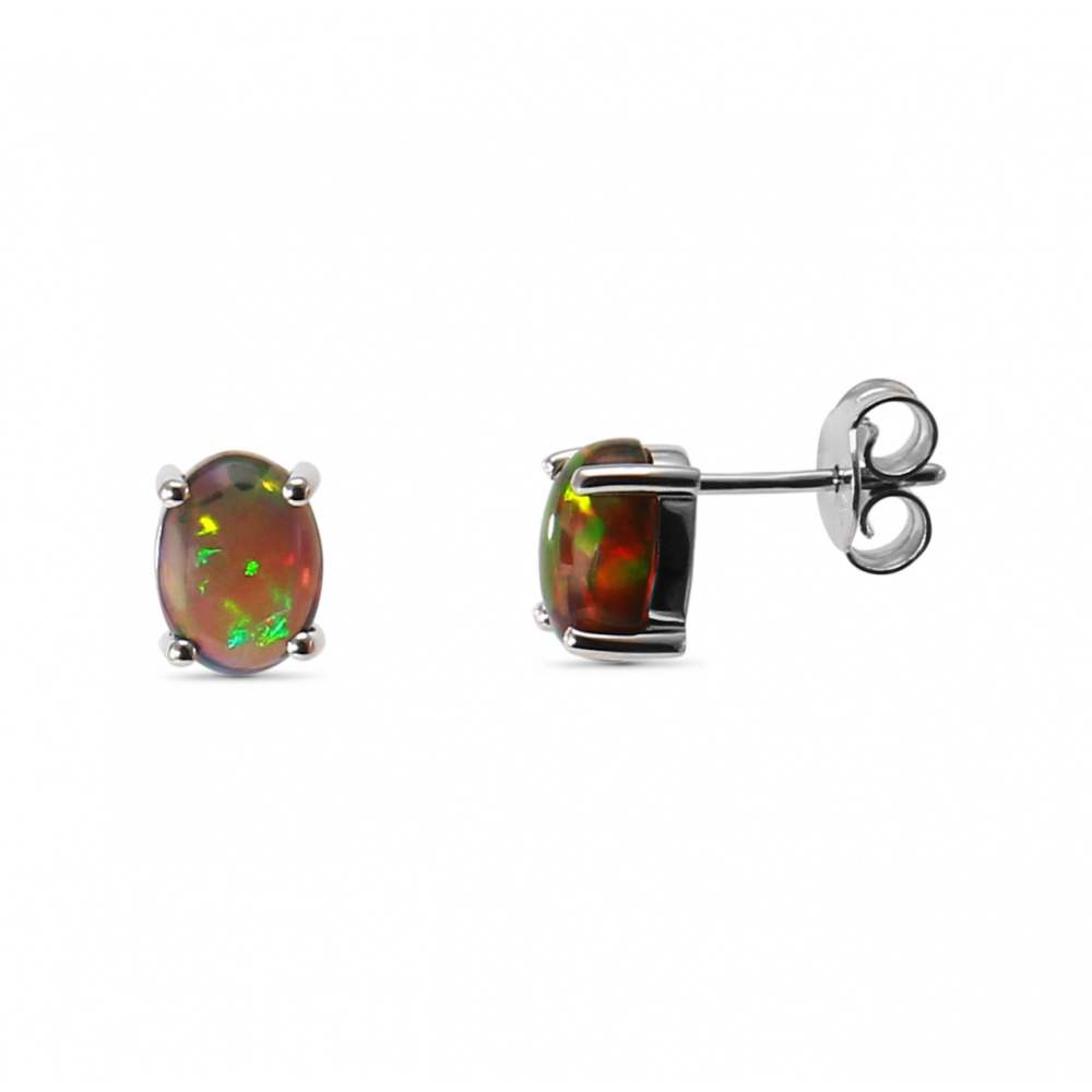 Boucles D'oreilles Argent 925 Avec Opales Doublet - Pendantes Bimonia, Femme, Jamais Portées