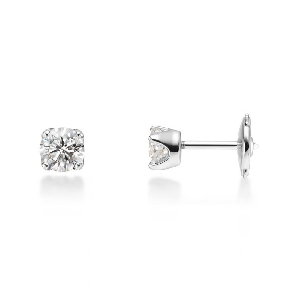 Boucles D Oreilles Or Blanc Diamant 0 80ct H Si2 Ref 33091