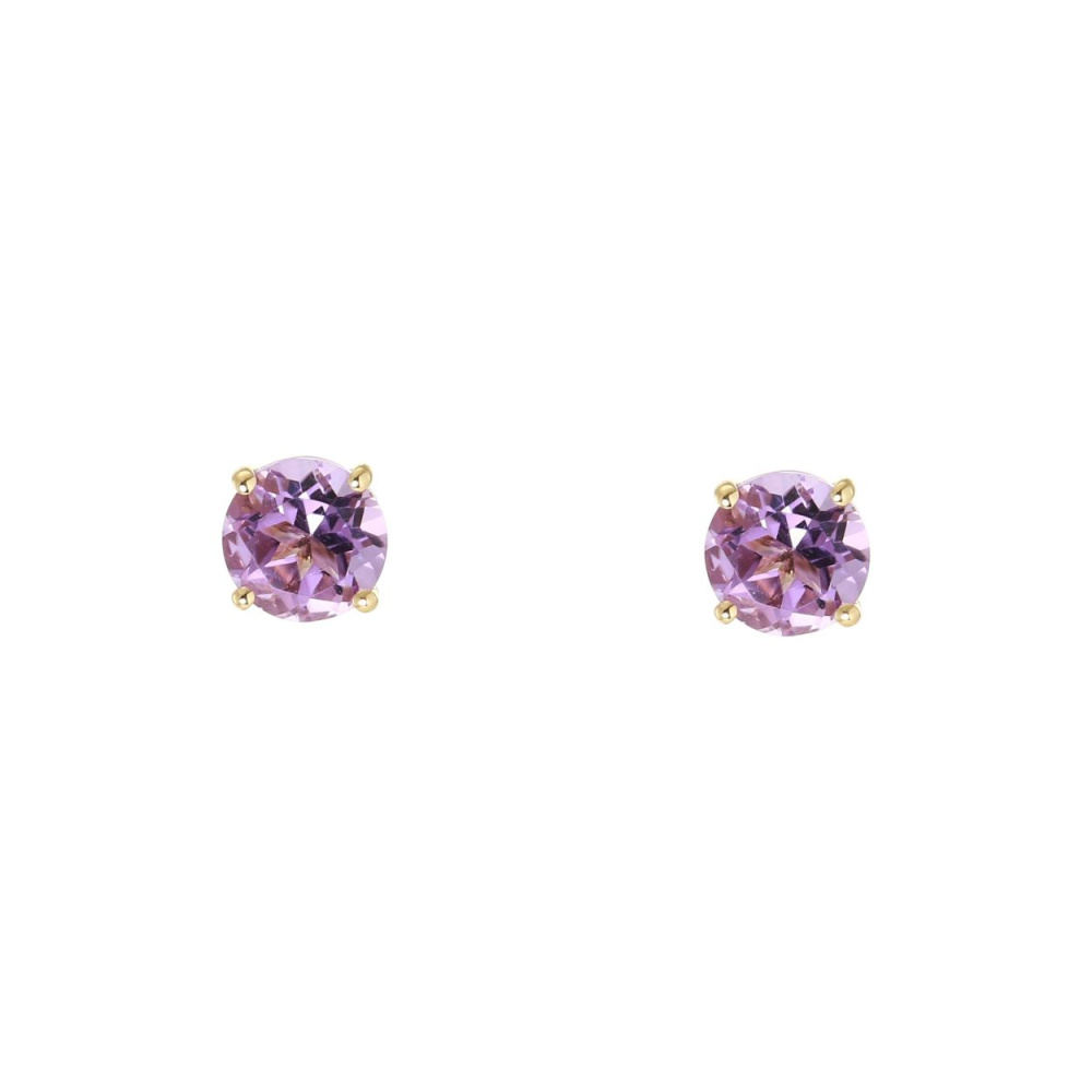 Boucles D'oreilles En Or Jaune 18 Carats Serties D'améthystes - Occasion